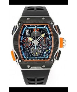 Montre Richard Mille Super Clone RM65-01 avec boîtier en carbone et bracelet noir