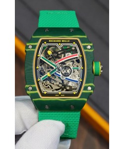 Richard Mille Super Clone RM67-02 Wayde Van Niekerk Carbone Vert TPT 37 grammes Bracelet vert