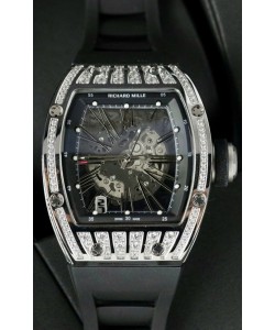 Réplique de montre Richard Mille RM010 en acier inoxydable avec bracelet noir