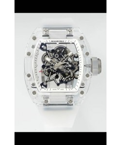 Richard Mille RM055 Boîtier transparent en saphir avec tourbillon authentique Montre Super Clone