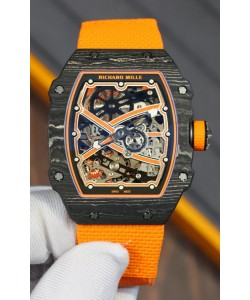 Richard Mille Super Clone RM67-02 Black Carbon TPT 37 Grams montre bracelet Orange
