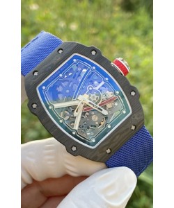 Richard Mille Super Clone RM67-02 Sébastien Ogier Carbone Noir TPT 37 Grammes Montre Bracelet Bleu 