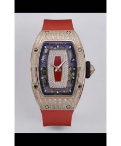 Richard Mille Super Clone RM07-01 Sertie de diamants 904L Boîtier or rose Automatique Réplique Montre