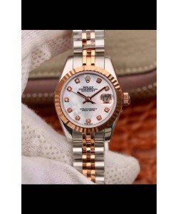 Montre Rolex Datejust Ladies 28MM Mouvement Cal.3135 Réplique Suisse dans un boîtier en acier 904L or rose 2 tons
