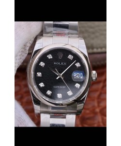 Montre Rolex Datejust 36MM Mouvement Cal.3135 Réplique Suisse avec boîtier en acier 904L - Cadran noir ordinateur