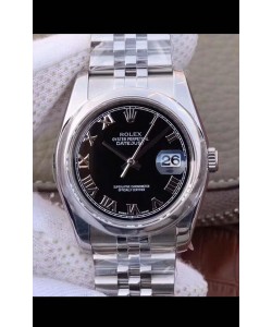 Montre Rolex Datejust 36MM Mouvement Cal.3135 Réplique Suisse avec boîtier en acier 904L et cadran noir