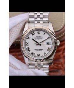 Montre Rolex Datejust 36MM Mouvement Cal.3135 Réplique Suisse avec boîtier en acier 904L et cadran blanc romain