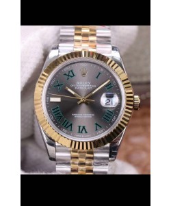 Montre Rolex Datejust 41MM Mouvement Cal.3135 Réplique Suisse en acier 904L Cadran gris bicolore 