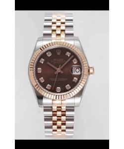 Montre Rolex Datejust 31MM Mouvement Cal.3135 Réplique Suisse Cadran Brun Bracelet Jubilé - Ultimate 904L Acier