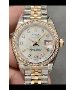Rolex Datejust Super Clone Cadran en nacre Montre en or rose bicolore 28 mm