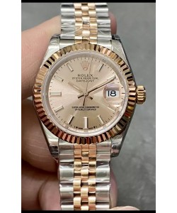 Rolex Datejust Super Clone Cadran vert Montre en or rose bicolore - Cadran doré 28 mm