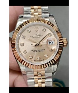 Rolex Datejust Super Clone Cadran Vert Bicolore Or Rose - Montre Cadran Or 28 mm
