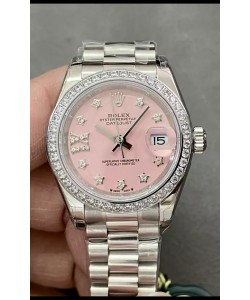 Montre Rolex Datejust Super Clone avec cadran rose et boîtier en acier 28 mm