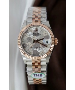 Montre Rolex Datejust Cal.3235, mouvement Super Clone, or rose bicolore, cadran à motifs, 31 mm