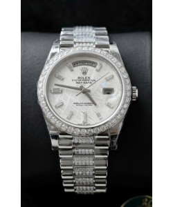 Montre Rolex Day-Date Presidential en acier inoxydable avec cadran en météorite, 40 mm - Qualité miroir 1:1