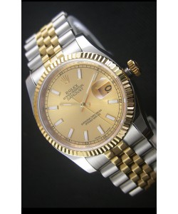 Rolex Datejust Montre Réplique avec Cadran en Or 36MM avec Mouvement Suisse 3135