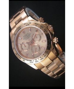 Rolex Daytona Montre Réplique Suisse en Boitier d'Or Rose avec marqueurs de baguette en diamants  