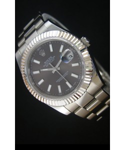 Réplique de montre Rolex Datejust Japanese - Cadran gris en 41MM avec bracelet huitre