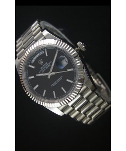 Réplique de montre japonaise Rolex Day Date - Cadran noir dans un boîtier en acier - 40MM