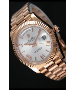 Réplique de montre Rolex Day Date Japonaise - Boîtier en or rose et cadran en acier 40MM