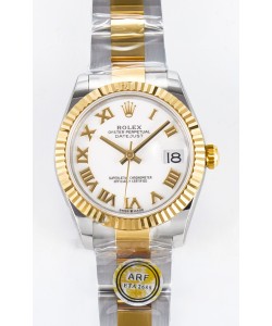 Rolex Super Clone Datejust ETA 2688 Mouvement 31MM Or Jaune bicolore Cadran Blanc Suisse