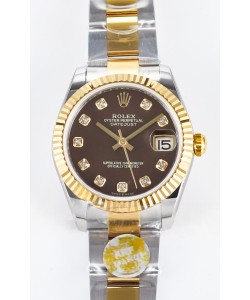 Rolex Super Clone Datejust ETA 2688 Mouvement 31MM or jaune bicolore cadran suisse brun