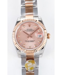 Rolex Super Clone Datejust Mouvement ETA 2688 31MM Boîtier et cadran en or rose bicolore 