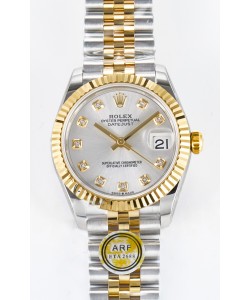 Rolex Super Clone Datejust ETA 2688 Mouvement 31MM Or Jaune bicolore Cadran Acier