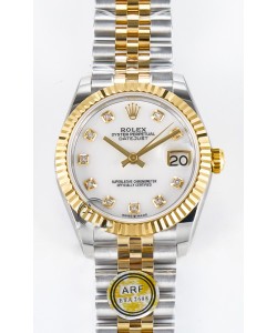 Rolex Super Clone Datejust Mouvement ETA 2688 31MM Cadran en or jaune nacré bicolore