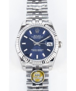 Montre Rolex Super Clone Datejust Mouvement ETA 2688 31MM Acier inoxydable Cadran bleu 