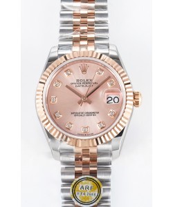 Rolex Super Clone Datejust ETA 2688 Mouvement 31MM Deux tons Or Rose Suisse Cadran Champagne