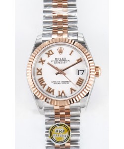 Rolex Super Clone Datejust ETA 2688 Mouvement 31MM Or Rose bicolore Suisse Cadran Blanc