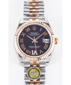 Rolex Super Clone Datejust ETA 2688 Mouvement 31MM Or Rose bicolore Suisse Cadran Violet
