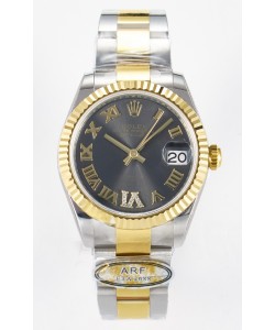 Rolex Super Clone Datejust ETA 2688 Mouvement 31MM Or Jaune bicolore Cadran Gris Suisse