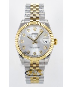 Rolex Super Clone Datejust ETA 2688 Mouvement 31MM Or Jaune bicolore Cadran Argent Suisse