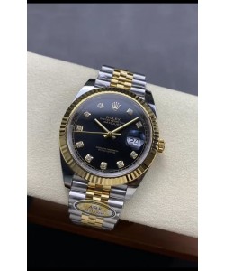 Rolex Datejust M126333 41MM ETA3235 72 Hours Power Cadran diamants noirs Jubilé 1:1 Or jaune Acier 904L