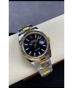Rolex Datejust M126333 41MM ETA3235 72 Hours Power Huitre Cadran Noir Réplique 1:1 Or Jaune Acier 904L