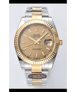 Rolex Datejust Mouvement Cal.3235 Réplique Miroir 1:1 Acier 904L 41MM - Cadran or cannelé à motifs