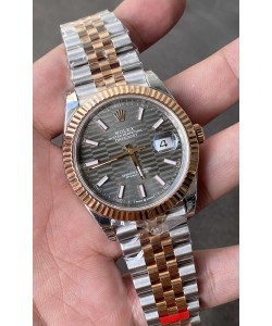 Rolex Datejust Mouvement Cal.3235 Réplique 1:1 Acier 904L 41MM - Cadran gris à motifs cannelés