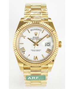 Rolex Day Date Super Clone en or jaune 18K 40MM - Cadran blanc Réplique de montre 1:1 