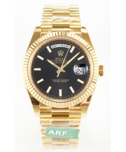 Rolex Day Date Super Clone Montre en or jaune 18K 40MM - Cadran noir Réplique de montre 1:1 