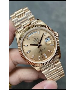 Rolex Day Date 40MM 228235 Montre réplique en or rose avec cadran en or miroir 1:1