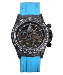 Montre Rolex Daytona DiW Skeleton Carbon Edition - Boîtier en carbone forgé Bracelet bleu Réplique 1:1 