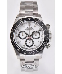 Rolex Cosmograph Daytona M116500LN Mouvement original Cal.4130 - Montre en acier 904L avec cadran blanc