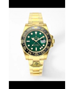 Rolex GMT Masters II Super Clone M116718 Or Jaune Cadran Vert Réplique montre Suisse 