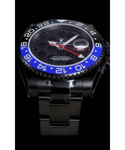 Montre Rolex GMT Suisse "Titan Revenge" -  Réplique Suisse noire et bleue Mouvement suisse ETA 3186 