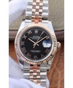 Montre Rolex Datejust 36MM Mouvement ETA-3135 Réplique Suisse en 904L Cadran Romain bicolore