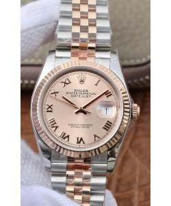Montre Rolex Datejust 36MM Mouvement ETA-3135 Réplique Suisse en 904L cadran Champagne bicolore