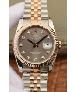 Montre Rolex Datejust 36MM Mouvement ETA-3135 Réplique Suisse en 904L cadran brun bicolore