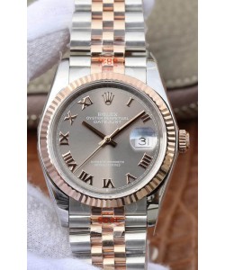 Montre Rolex Datejust 36MM Mouvement ETA-3135 Réplique Suisse en 904L cadran gris bicolore